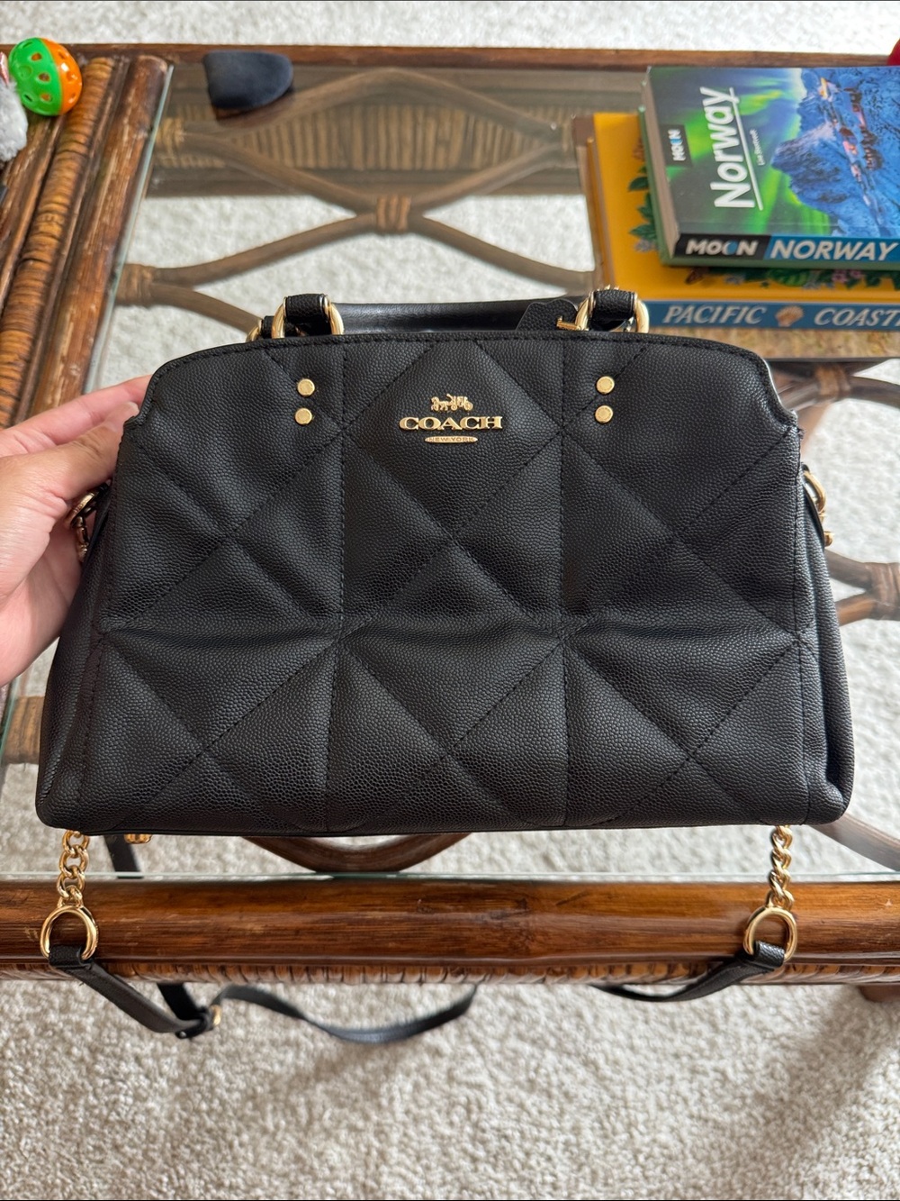 COACH MINI BLACK LILLIE CARRYALL WITH QUILTING